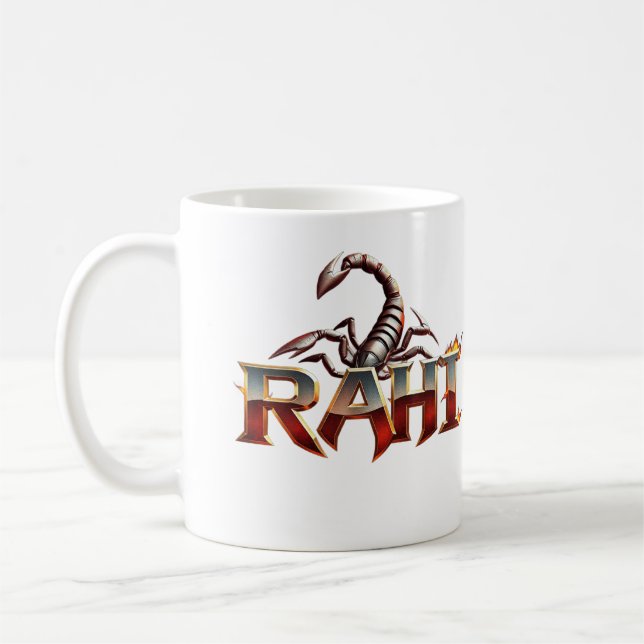 White Mug with a Scorpion Design (Left)