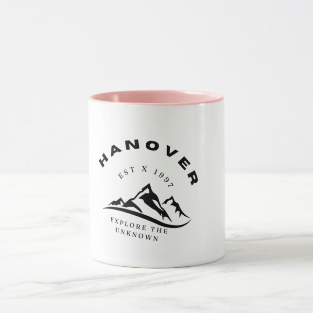 White Mug with Mountain Design (Center)