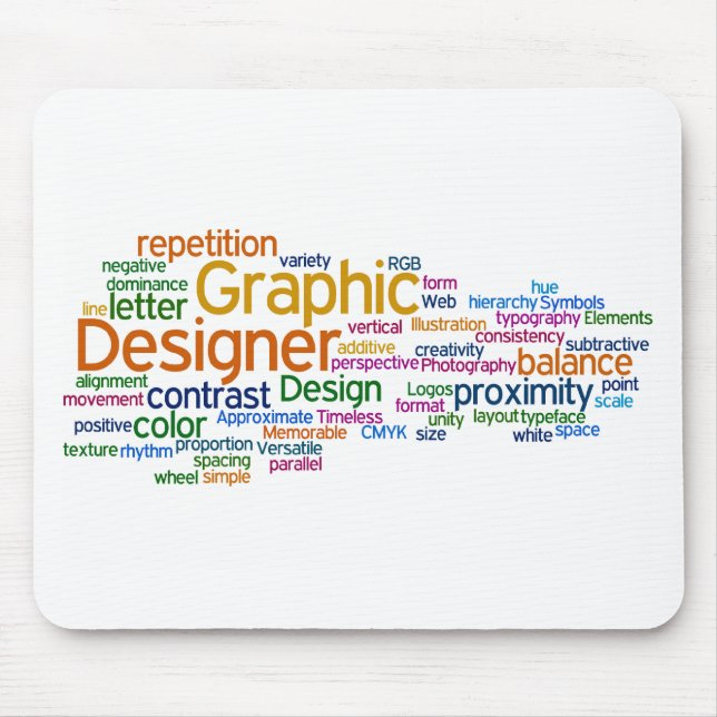 White multi-color Mousepad (Front)