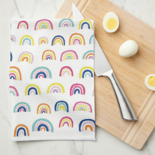 White Multi Rainbow Kitchen Towel