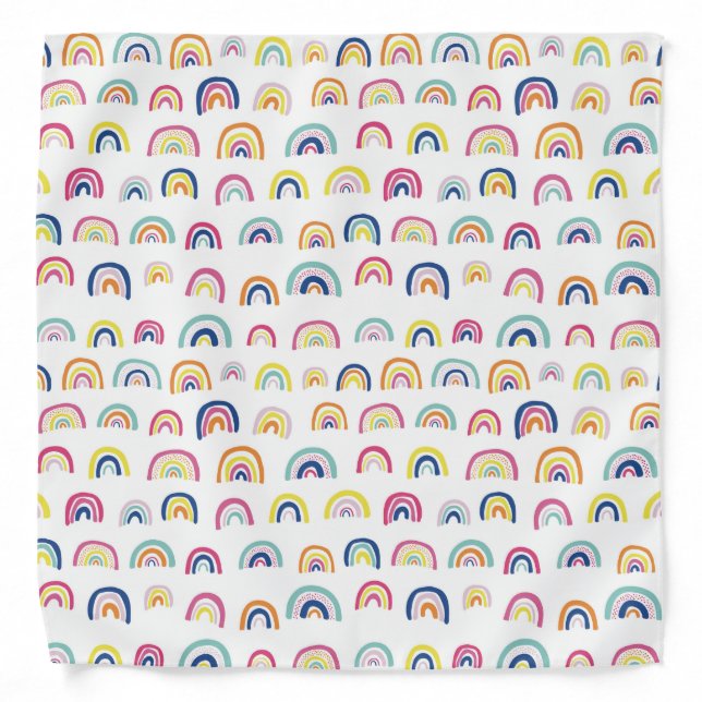White Multi Rainbow pattern Bandana (Front)