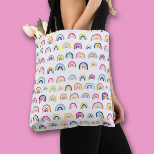 White Multi Rainbow pattern Tote Bag