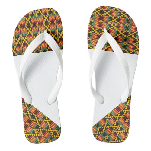 White Multicolor Adult Flip Flops Wide Straps Flip Flops