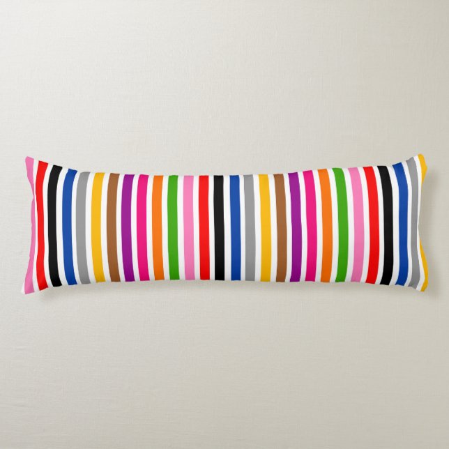 White Multicolor Stripes Lines Pattern Design  Body Pillow (Front)