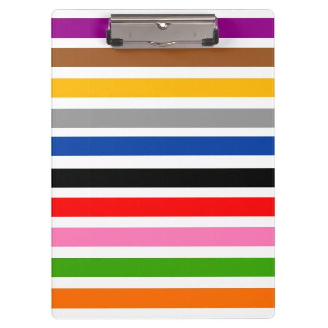 White Multicolor Stripes Lines Pattern Design  Clipboard (Front)