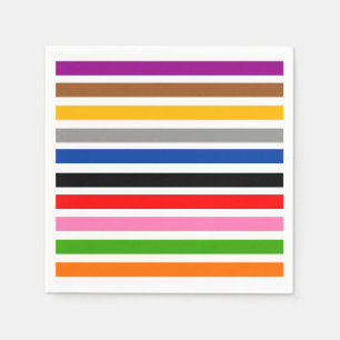 White Multicolor Stripes Lines Pattern Design Napkins
