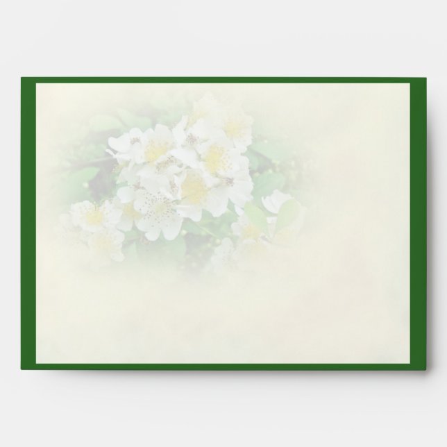White Multiflora Roses Wildflower Envelope (Front)