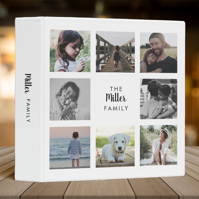 White Multiple Photo Family Name Collage Album 3 Ring Binder (Creator Uploaded)