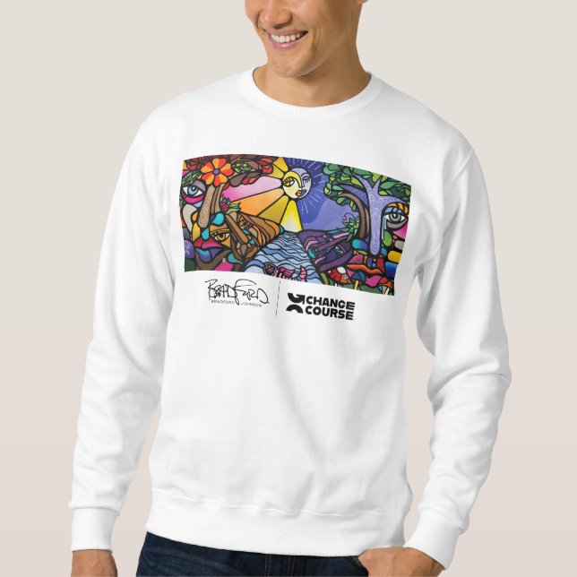 White Mural Crew Neck Sweatshirt (Front)