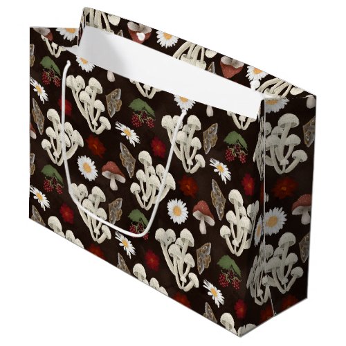 White Mushrooms and Daisies Large Gift Bag