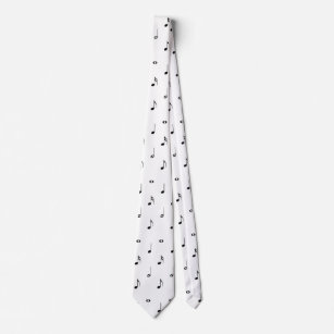 White Music Note Dots Tie