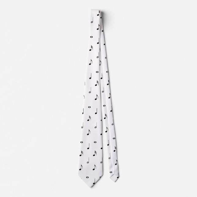 White Music Note Dots Tie (Front)