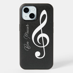 White Music Note with Her Name iPhone 15 Case
