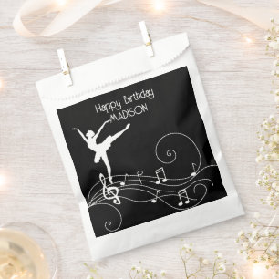 White Music Notes and Ballerina Favor Bag