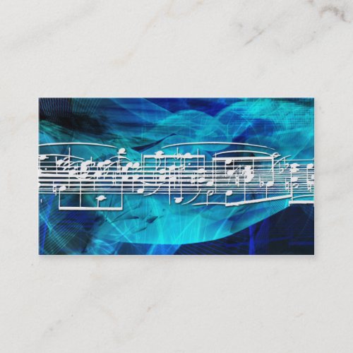 White Music Notes  Business Cards