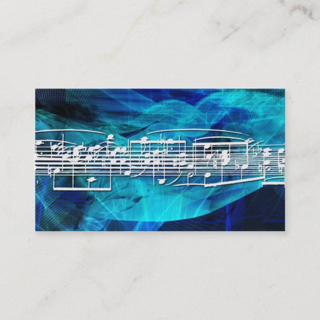 White Music Notes  Business Cards (Front)