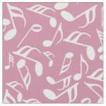 White Music Notes Fabric 