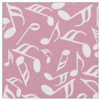 White Music Notes Fabric 
