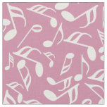 White Music Notes  Fabric