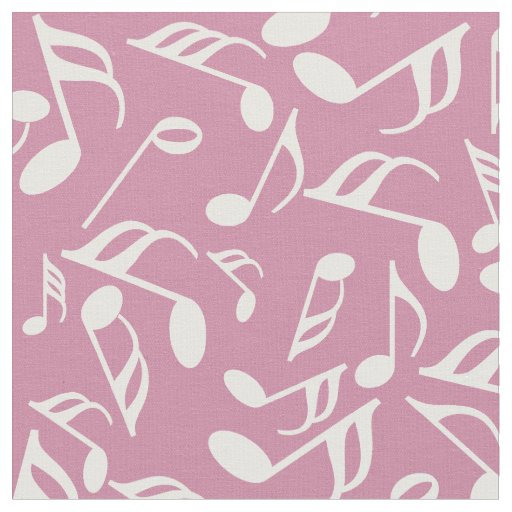White Music Notes  Fabric