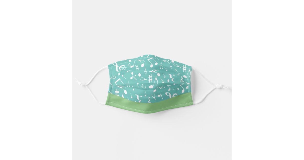 White Music Notes On Green Cloth Face Mask Zazzle Com