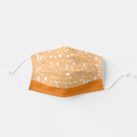 White Music Notes on Orange Cloth Face Mask