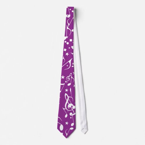 White Music Notes on Purple Tie