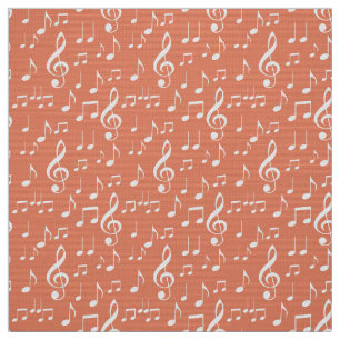 white music notes pattern fabric