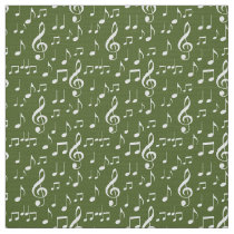 white music notes pattern fabric