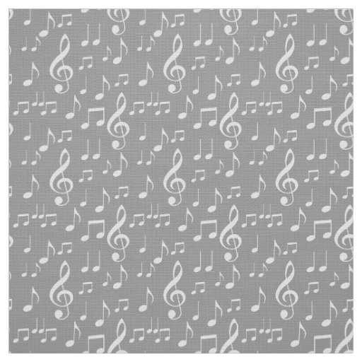 white music notes pattern fabric