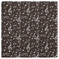 white music notes pattern fabric