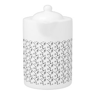 white music notes teapot