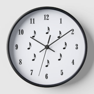White Music Notes with Roman Numerals Clock