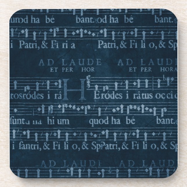 White Music on Dark Blue Coaster (Front)