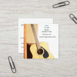 White Music Teacher/Musician /Educator Guitar Square Business Card