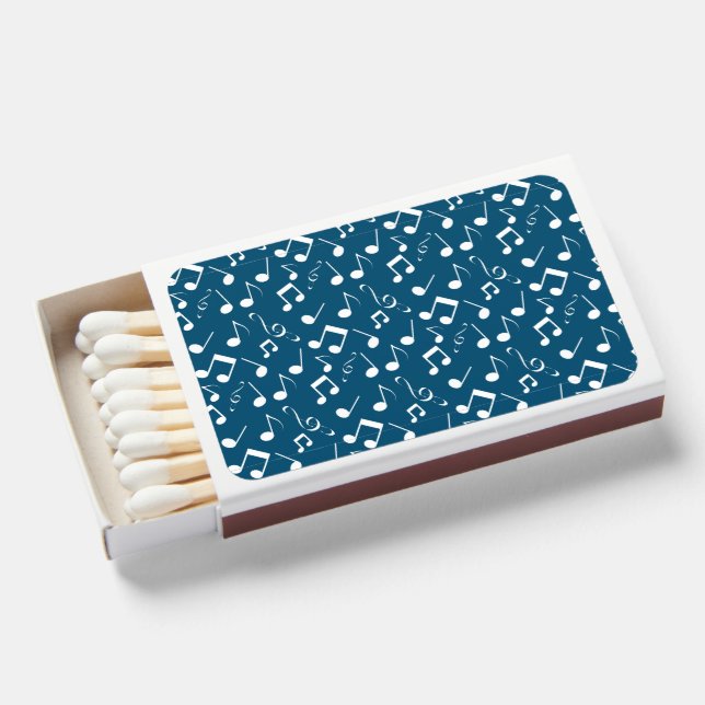 White Musical Notes Design Matchbox Favor  Matchboxes (Front Open)