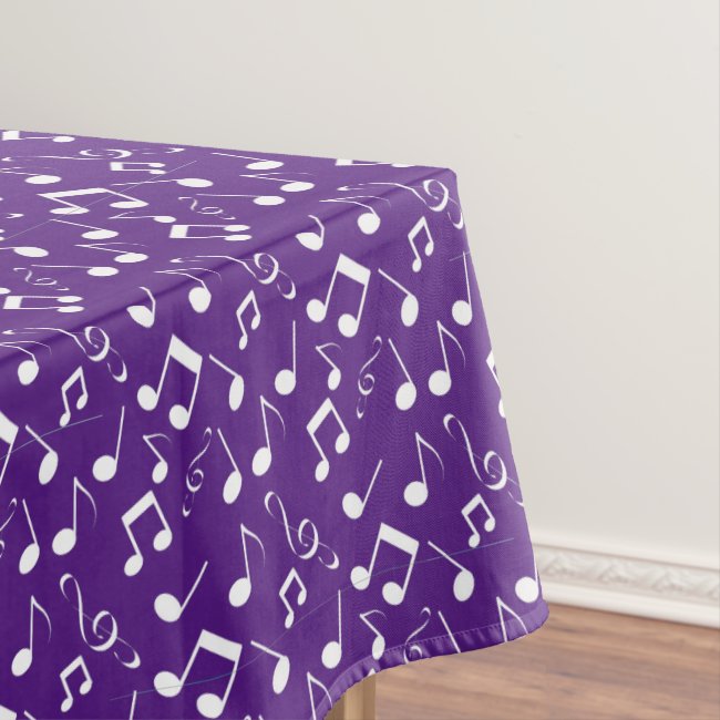 White Musical Notes Design Tablecloth