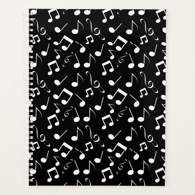 White Musical Notes Design Weekly/Monthly Planner