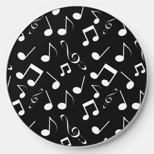 White Musical Notes Design Wireless Charger