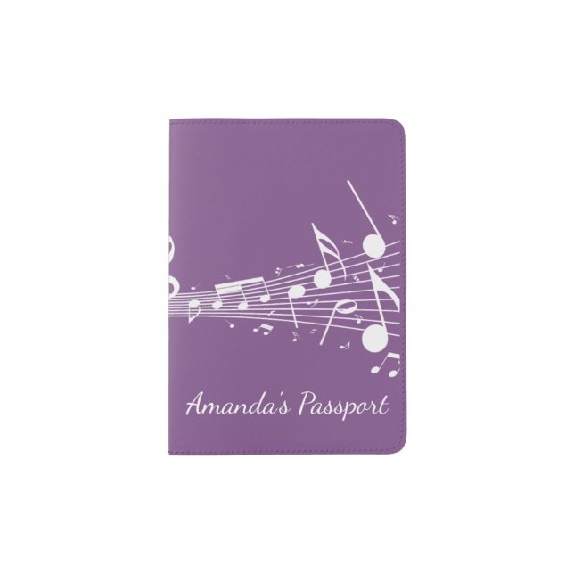 White Musical Notes Passport Cover (Front)