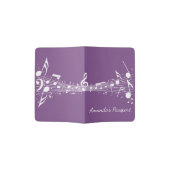 White Musical Notes Passport Cover (Opened)