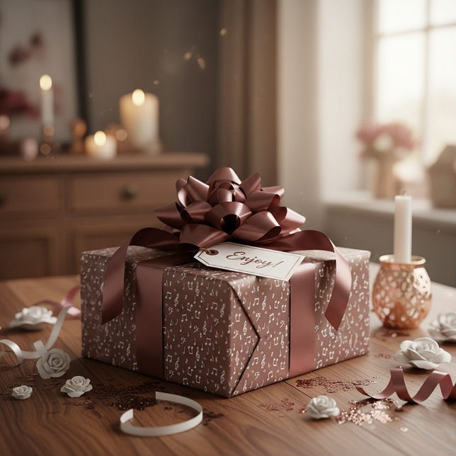 White Musical with custom background color Wrapping Paper (Creator Uploaded)