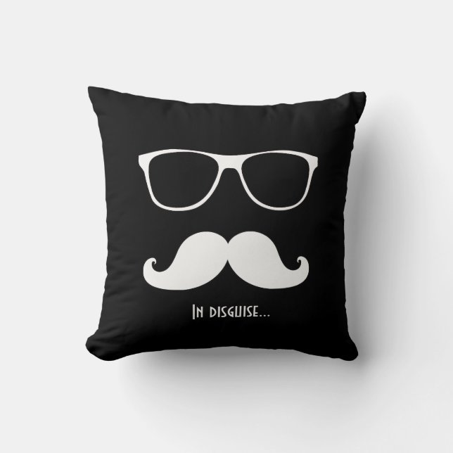 White Mustache and Sunglasses Disguise Throw Pillow (Front)