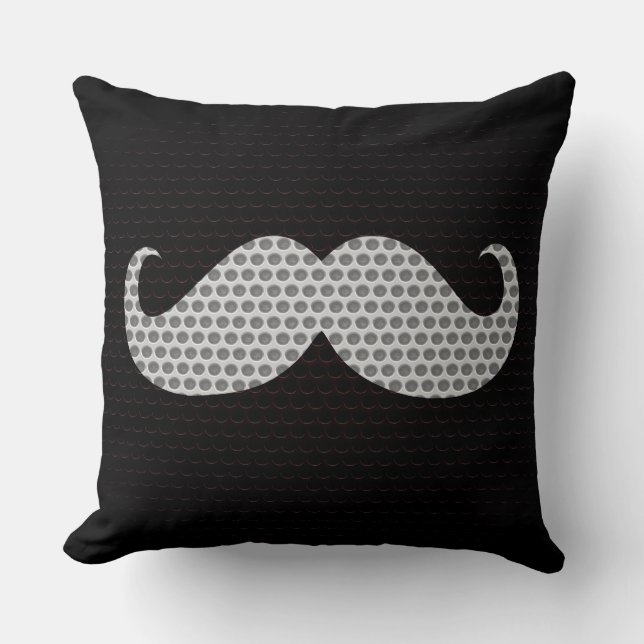 White Mustache Metal Hole Throw Pillow (Front)