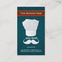 White mustache Personal Chef business card