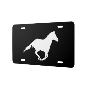White Mustang Night Runner License Plate
