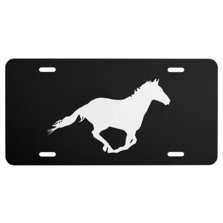 White Mustang Night Runner License Plate