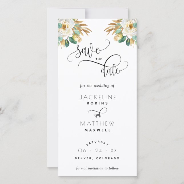 White Mustard Wedding Save The Date Bookmark (Front)