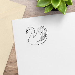 White Mute Swan 1x1 Rubber Stamp