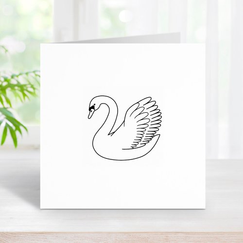 White Mute Swan 1x1 Rubber Stamp